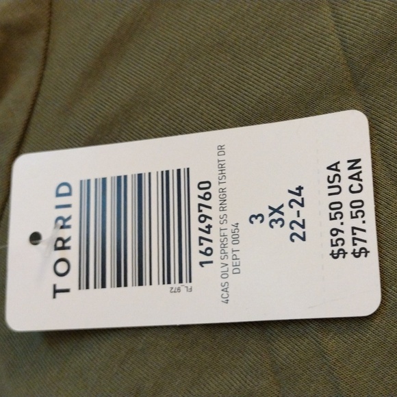 Torrid Green & Black Ringer Super Soft Tee Shirt Dress Size 3X 22/24 NWT - Picture 3 of 3